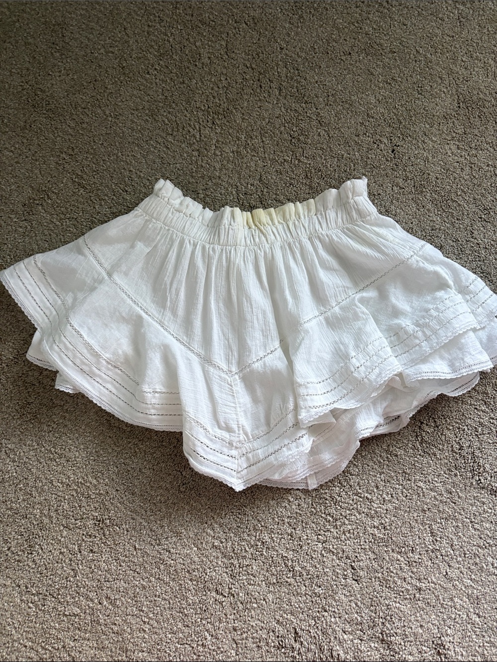 aerie White Ruffled Tiered Skater Skirt